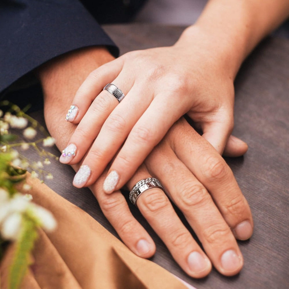 9pcs Revolving Chain Ring Gothic Celtic 316L 316L Stainless Steel Vintage Rock Band Promise Jewelry, For Teenager