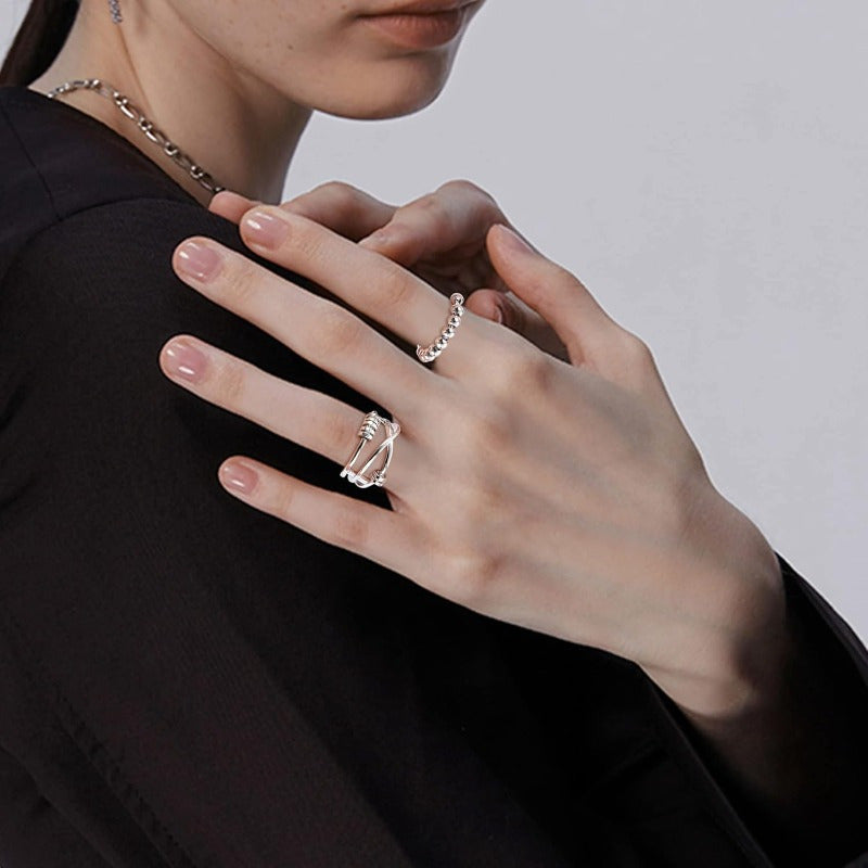 6pcs Stainless Steel Spinner Ring - Anti Anxiety Fidget Rings for Women Men - Cool Stress Relieving Spinning Moon Star Rings to Match Your Daily Outfits