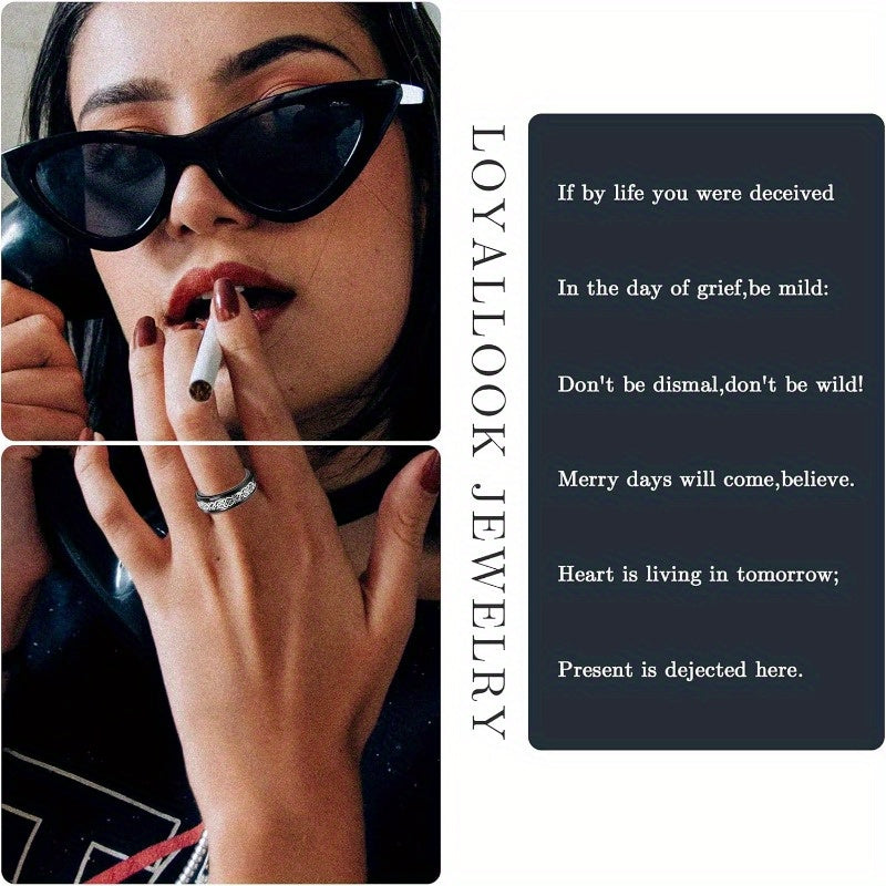 4pcs Anxiety Ring Spinner Fidget Rings for Anxiety Dragon Ring Black 316 316L Stainless Steel Rings for Men Women