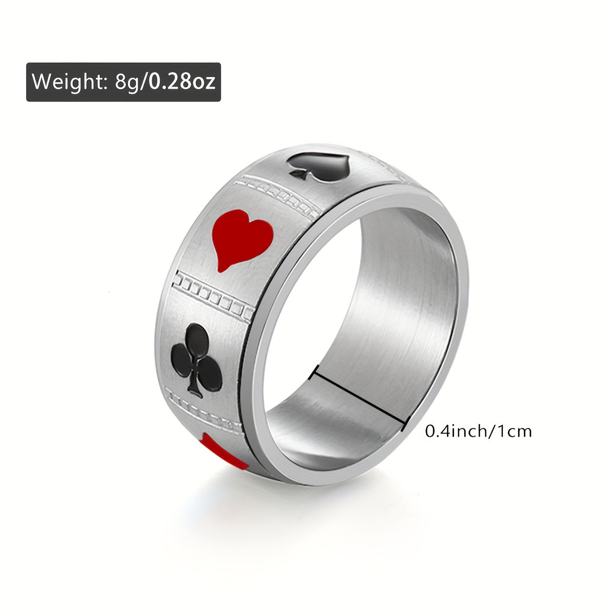 1pc Men'S Stainless Steel Poker Card Pattern Universal Wheel with Rotatable Decompression Ring to Relieve Pressure, Hip-Hop Spade Ace Ring Poker Card Jewelry, Punk Spade Ace Ring Retro Poker Band Ring for s, Party Jewelry, Gift for Men, Statement Piece,