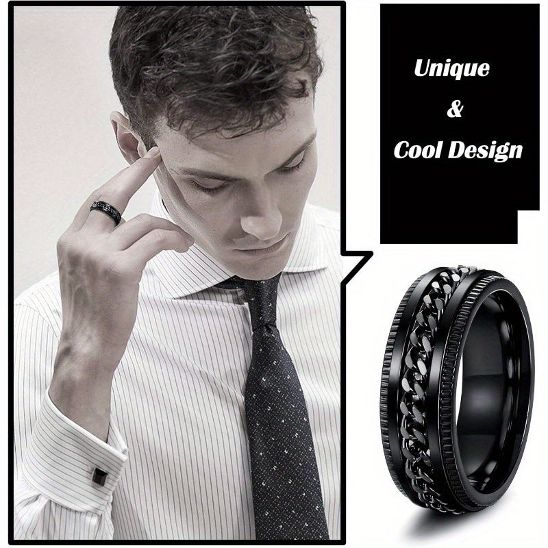 3pcs Stainless Steel Fidget Band Rings for Men Women Cool Spinner Rings Wedding Pormise Band Ring Set 6/ 8mm Wide