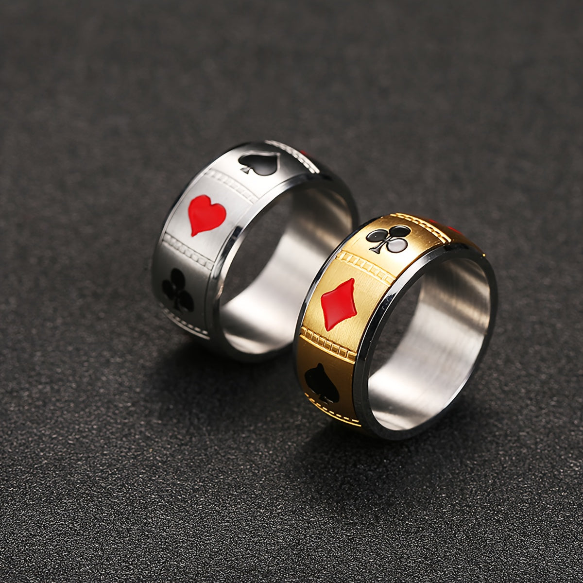1pc Men'S Stainless Steel Poker Card Pattern Universal Wheel with Rotatable Decompression Ring to Relieve Pressure, Hip-Hop Spade Ace Ring Poker Card Jewelry, Punk Spade Ace Ring Retro Poker Band Ring for s, Party Jewelry, Gift for Men, Statement Piece,