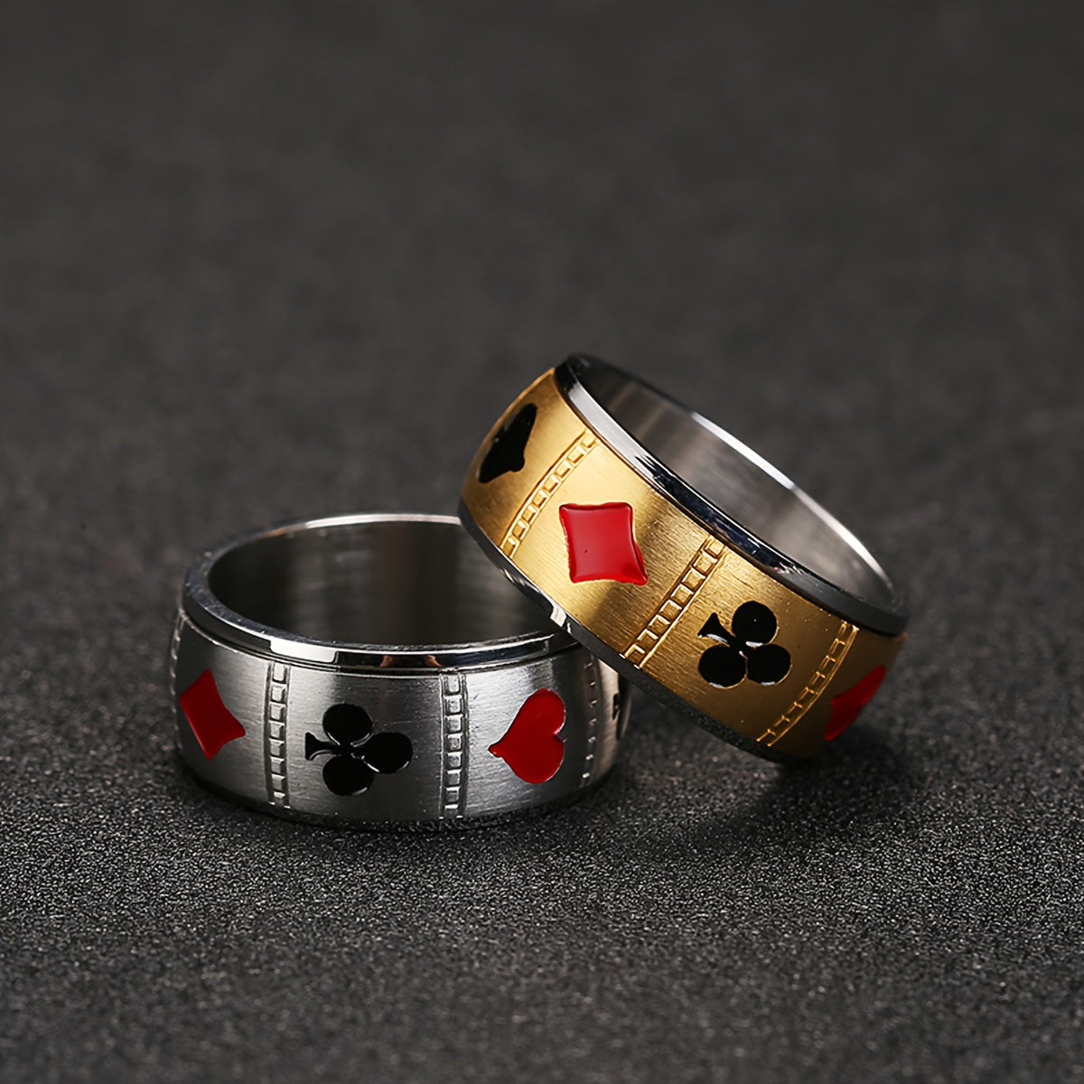 1pc Men'S Stainless Steel Poker Card Pattern Universal Wheel with Rotatable Decompression Ring to Relieve Pressure, Hip-Hop Spade Ace Ring Poker Card Jewelry, Punk Spade Ace Ring Retro Poker Band Ring for s, Party Jewelry, Gift for Men, Statement Piece,
